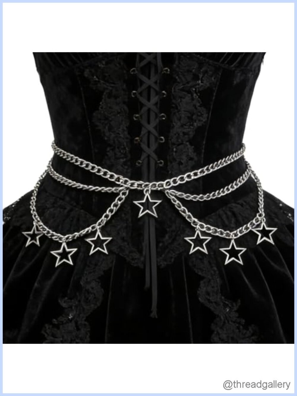Silver Star Waist Chain Belt Adjustable Body Jewelry Punk Y2K